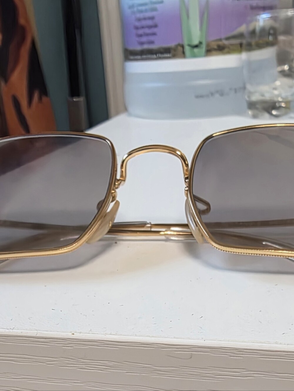 Ray-Ban Gold Frame Brown Lens 1971 Square Sunglasses - Picture 3 of 4